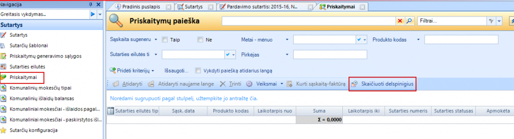 skaičiuoti delspinigius