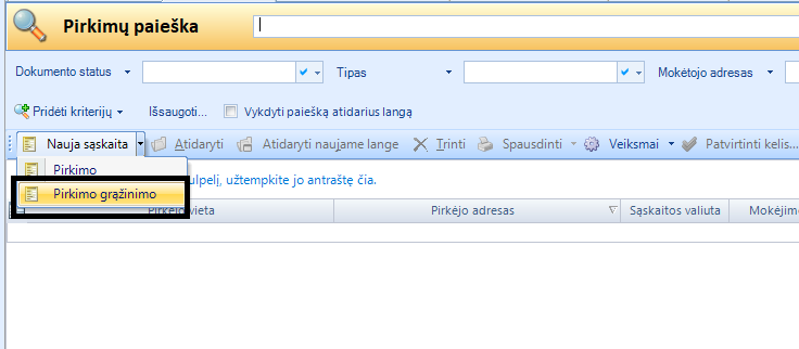 pirkimo galimybės sandėlyje