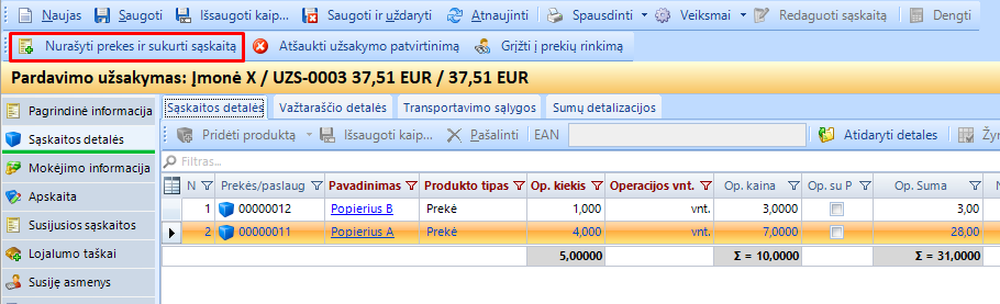 Prekybos parodų užsakymo sistema